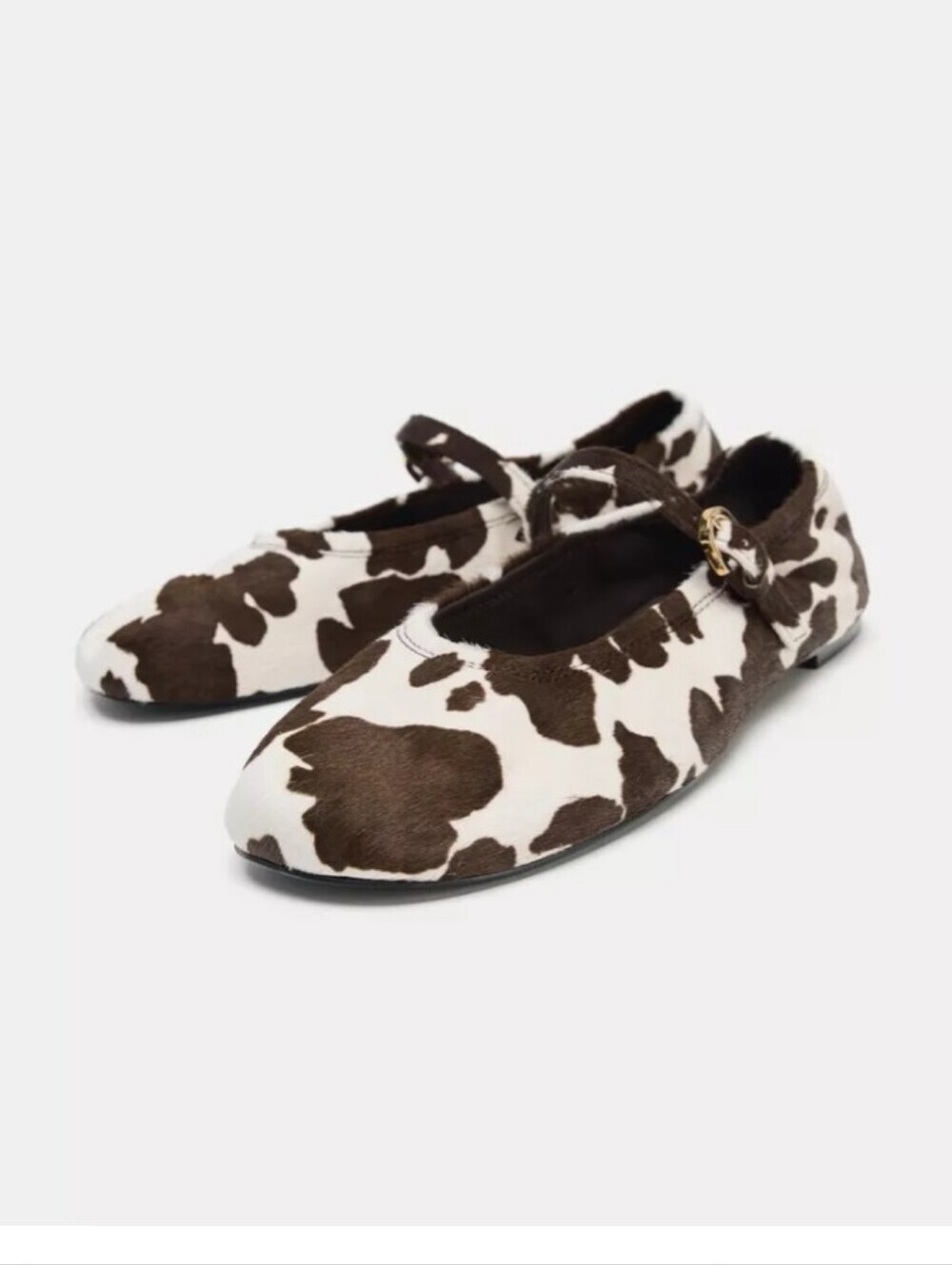 Zara Printed Leather Ballot Flats
